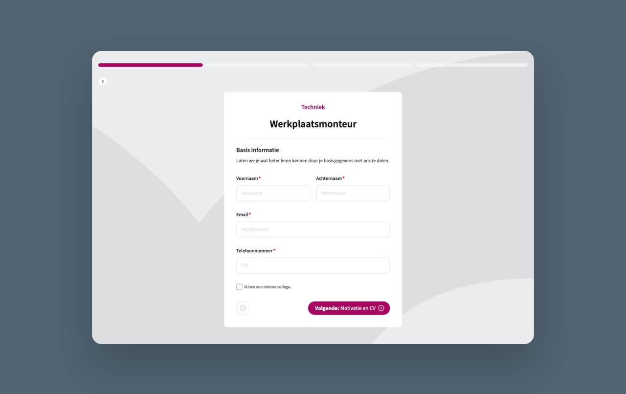 Voorbeeld van een sollicitatieformulier