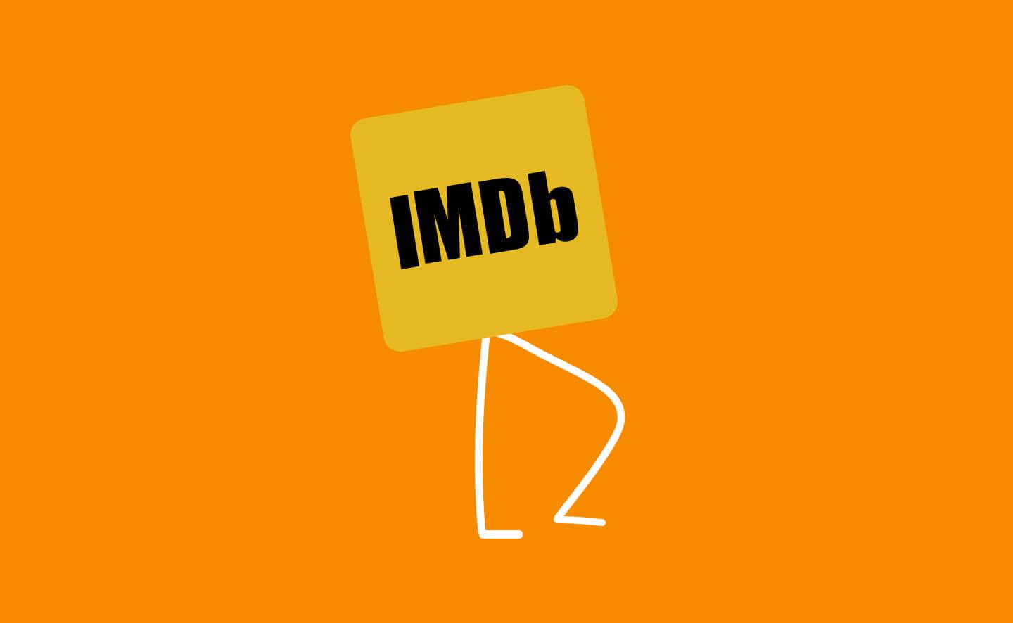 Post-It met de tekst "IMDb" die staat op getekende beentjes.